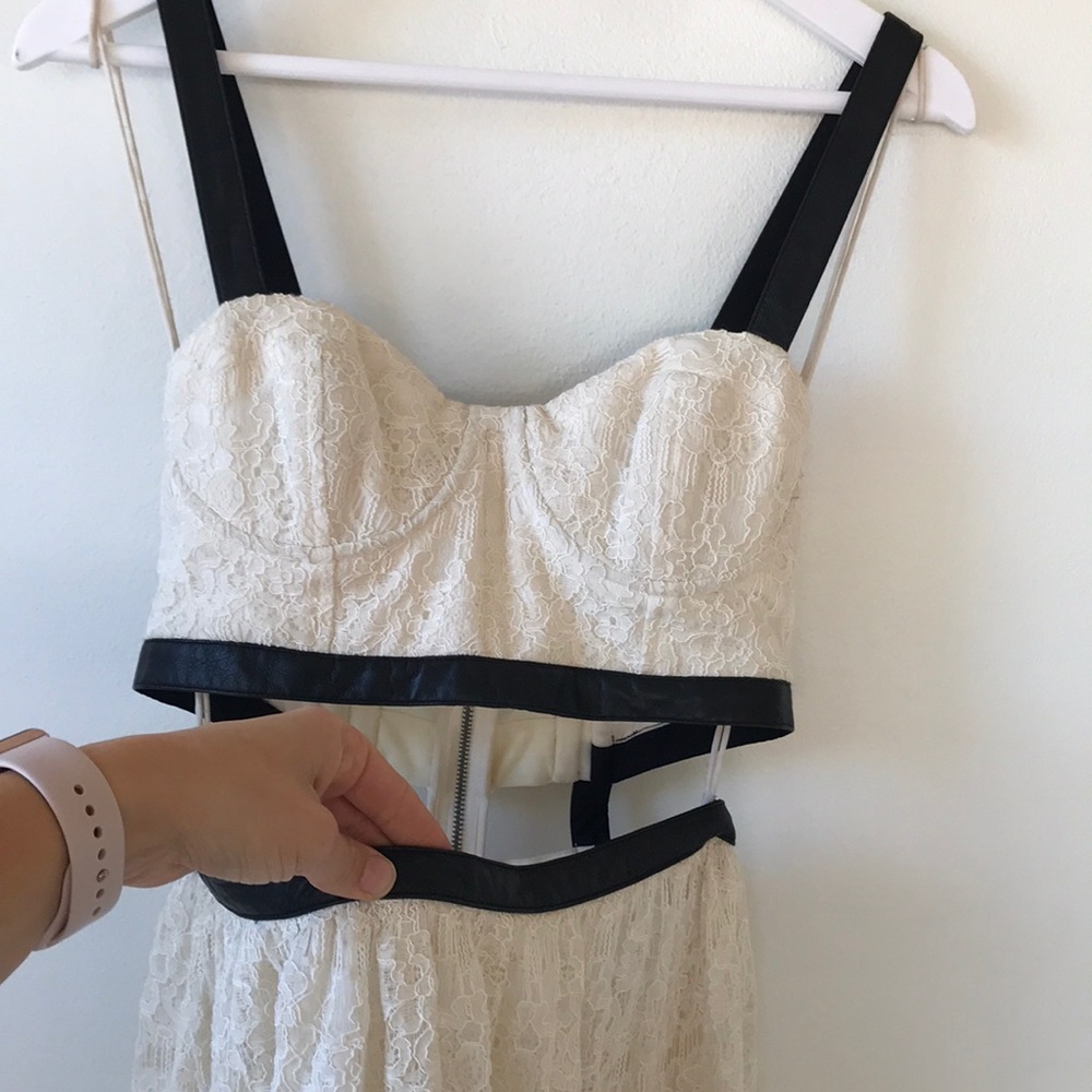 Alice and Olivia Lace and leather dress